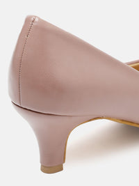 Thumbnail for ELLE Mauve Solid Kitten Pumps