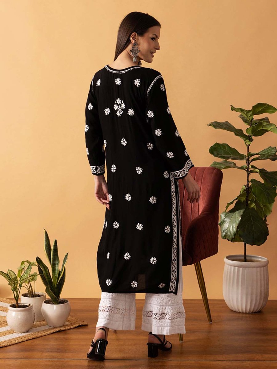 ADA Floral Printed Lucknowi Chikankari Kurta - Distacart
