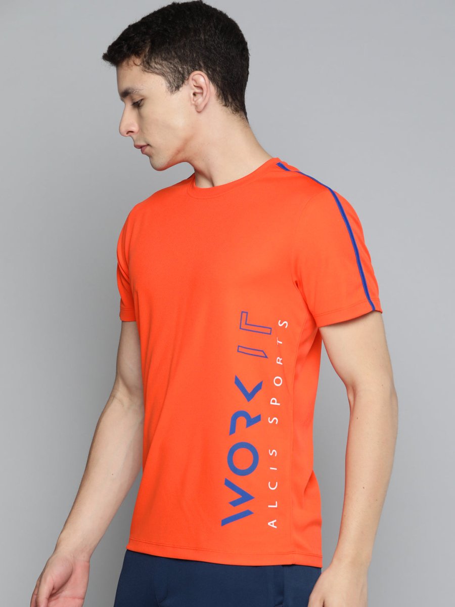 Alcis Men Typography Printed Dry Tech Slim Fit T-shirt - Distacart