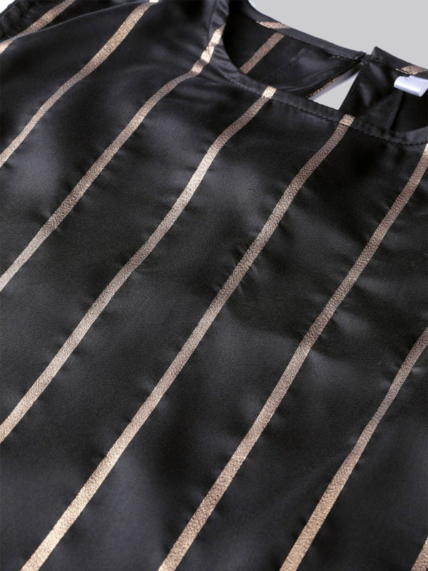 Aks Striped Sleeveless Kurta With Palazzos - Distacart