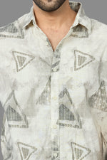 Thumbnail for Xkind Light Green Cotton Slub Printed Shirt