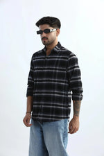 Thumbnail for Xkind Black Fine Corduroy Checks Regular Fit Shirt