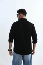 Thumbnail for Xkind Men's Black Fine Corduroy Regular Fit Shirt
