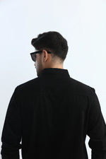 Thumbnail for Xkind Men's Black Fine Corduroy Regular Fit Shirt
