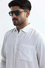 Thumbnail for Xkind Men's White Corduroy Regular Fit Shirt