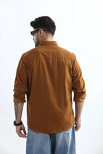 Thumbnail for Xkind Men's Mustard Fine Corduroy Regular Fit Shirt