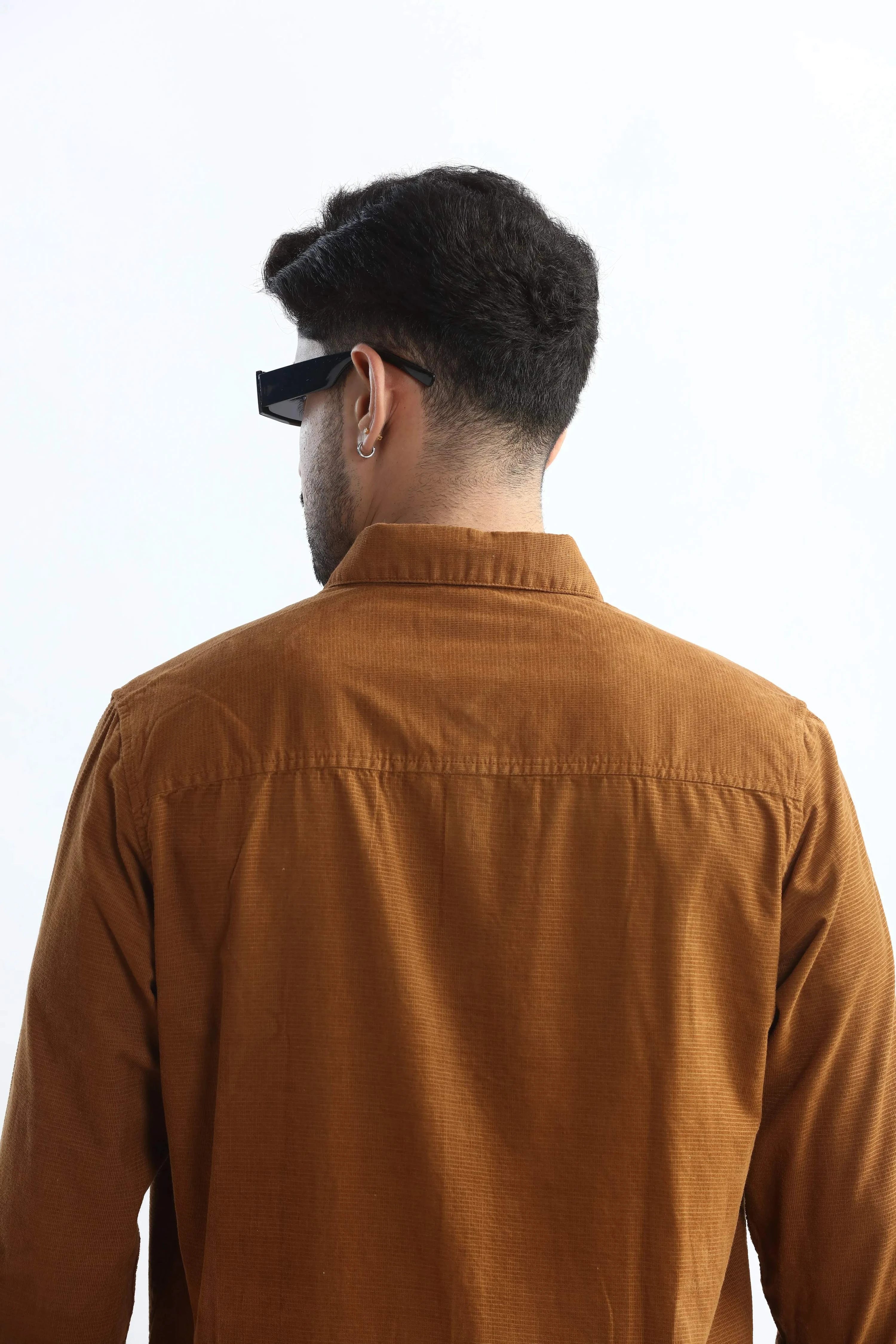 Xkind Men's Mustard Fine Corduroy Regular Fit Shirt