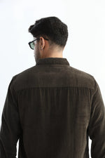 Thumbnail for Xkind Men's Dark Grey Corduroy Regular Fit Shirt