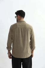 Thumbnail for Xkind Men's Beige Corduroy Regular Fit Shirt