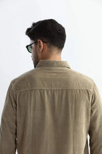 Thumbnail for Xkind Men's Beige Corduroy Regular Fit Shirt