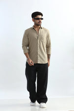 Thumbnail for Xkind Men's Beige Textured Slim Fit Shirt
