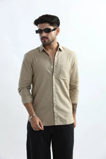Thumbnail for Xkind Men's Beige Textured Slim Fit Shirt