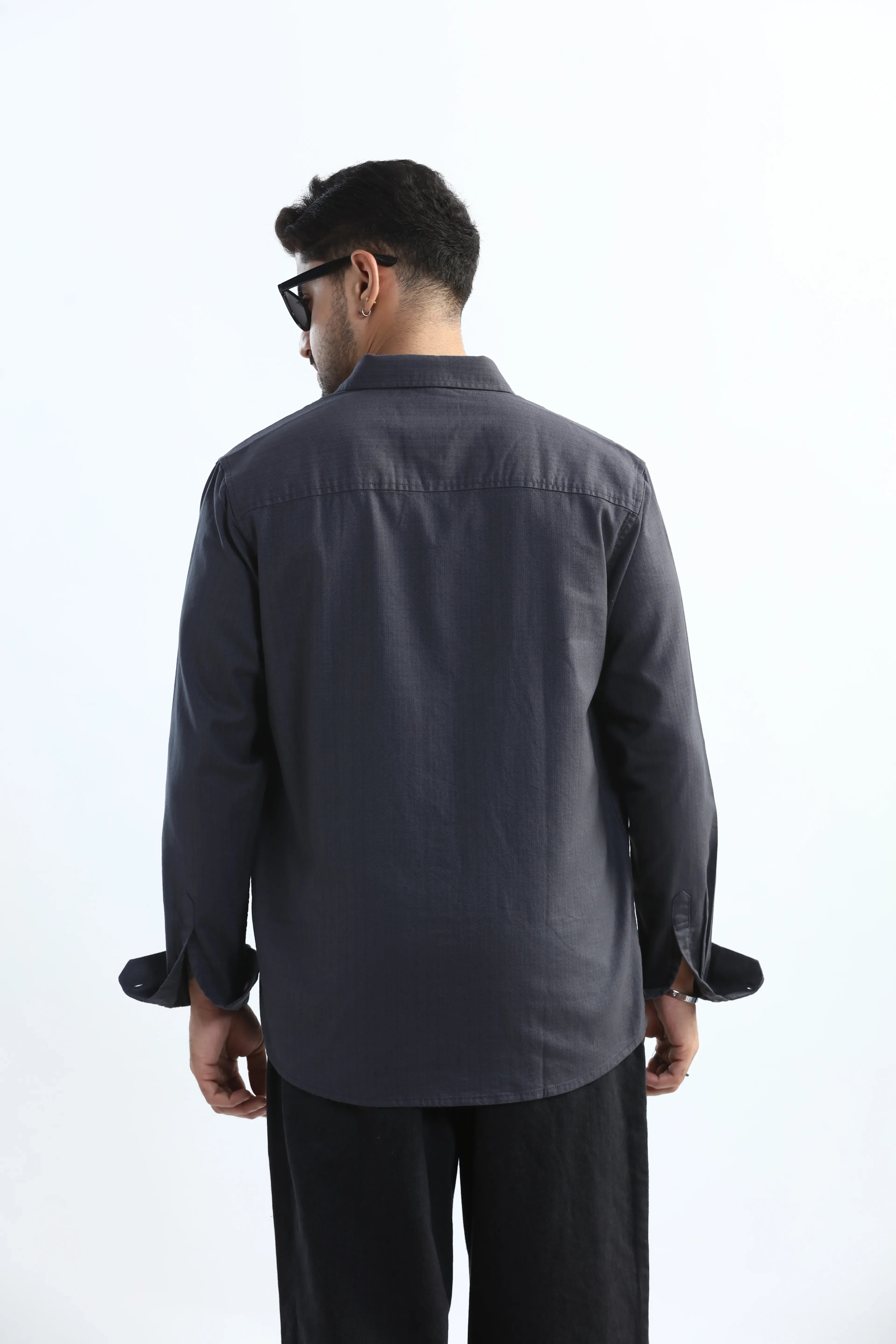 Xkind Dark Grey Textured Regular Fit Shirt/ Overshirt