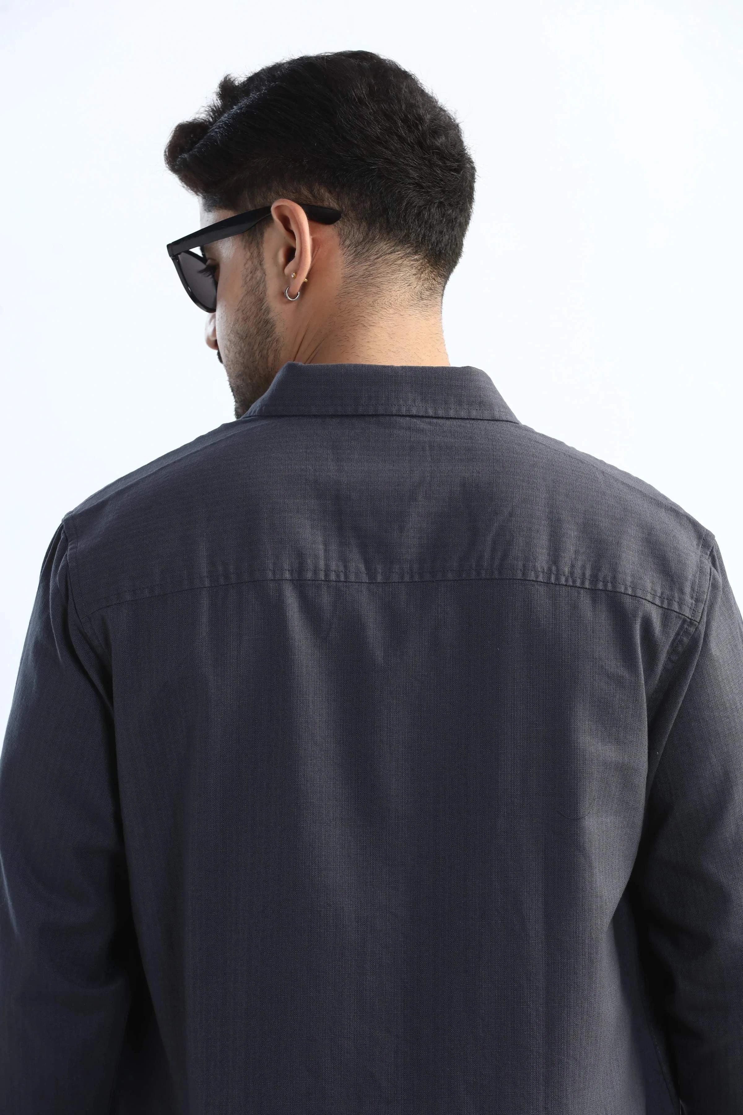 Xkind Dark Grey Textured Regular Fit Shirt/ Overshirt