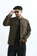 Thumbnail for Xkind Dark Olive Green Textured Regular Fit Shirt