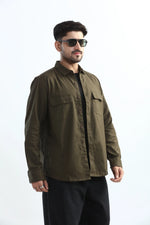 Thumbnail for Xkind Dark Olive Green Textured Regular Fit Shirt