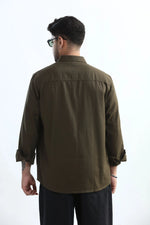 Thumbnail for Xkind Dark Olive Green Textured Regular Fit Shirt