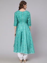 Thumbnail for Aks Bandhani Printed Boat Neck Anarkali Kurta - Distacart
