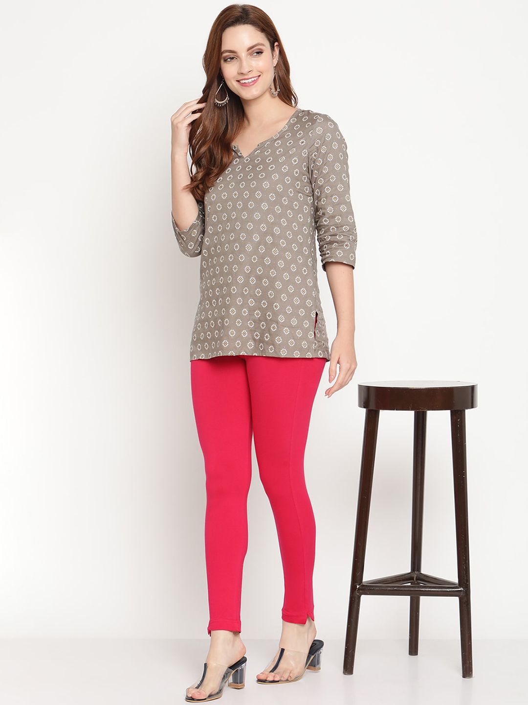 TAG 7 Women Magenta & Blue Pack of 2 Straight Fit Ankle-Length Leggings - Distacart