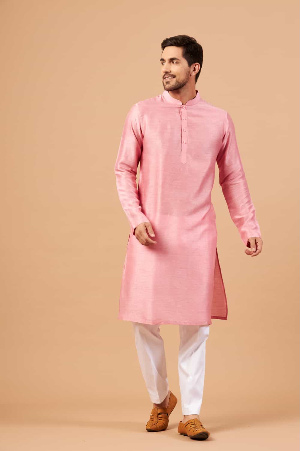 Pink Plain Kurta by Hilo Design - Distacart