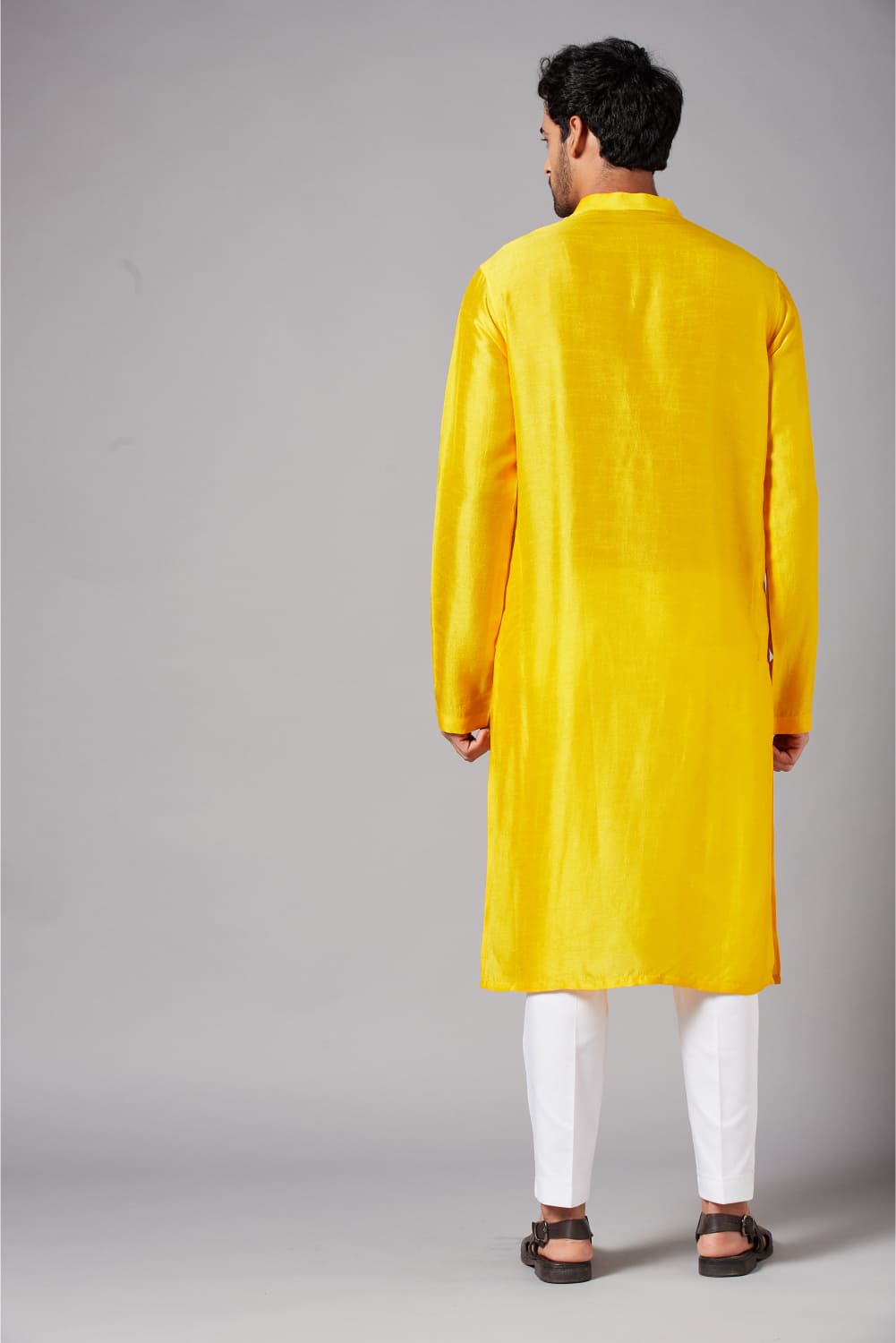 Yellow Plain Kurta by Hilo Design - Distacart