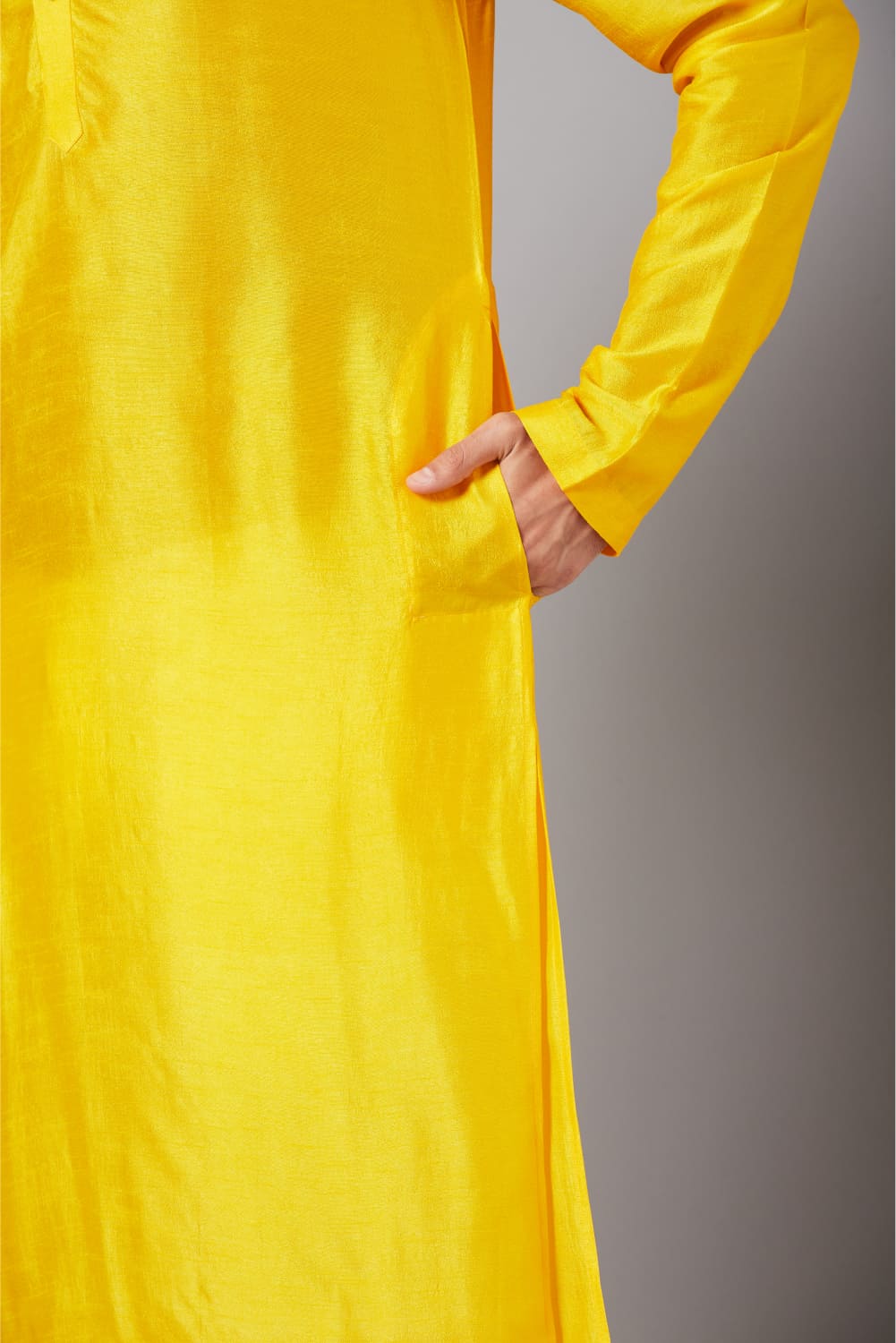 Yellow Plain Kurta by Hilo Design - Distacart