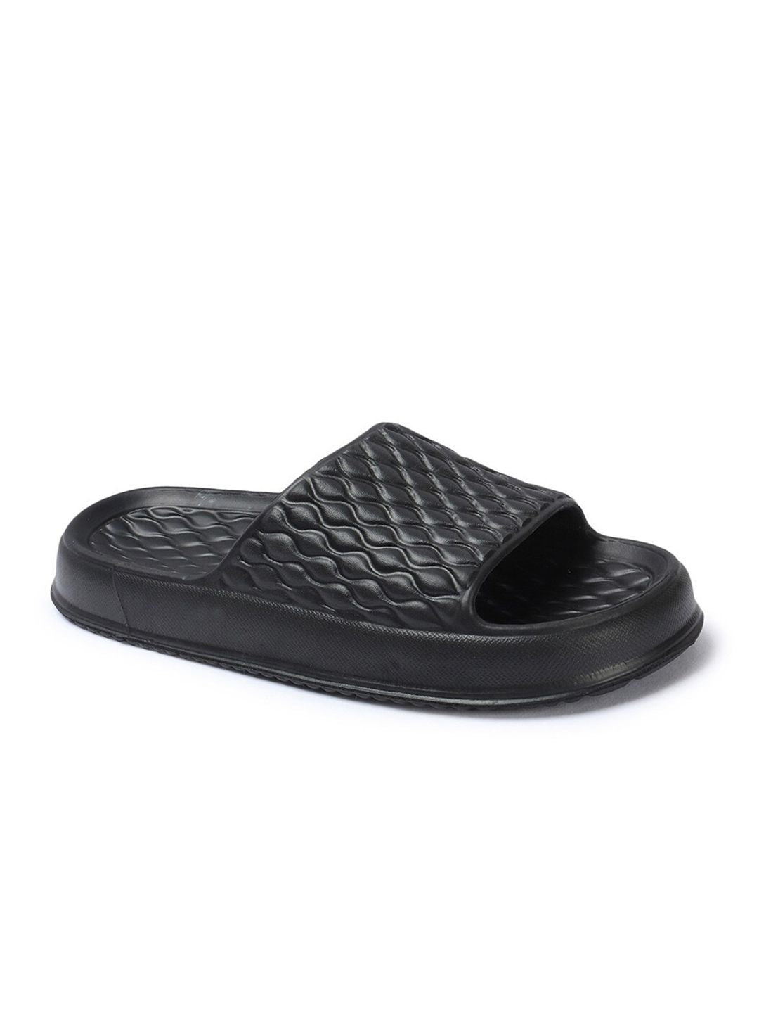 Roadster The Lifestyle Co. Men Black Textured Lightweight Slider Flip Flops