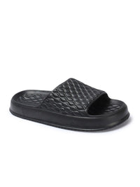 Thumbnail for Roadster The Lifestyle Co. Men Black Textured Lightweight Slider Flip Flops