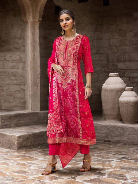 Soch Floral Printed Beads and Stones Kurta with Trousers & Dupatta - Distacart