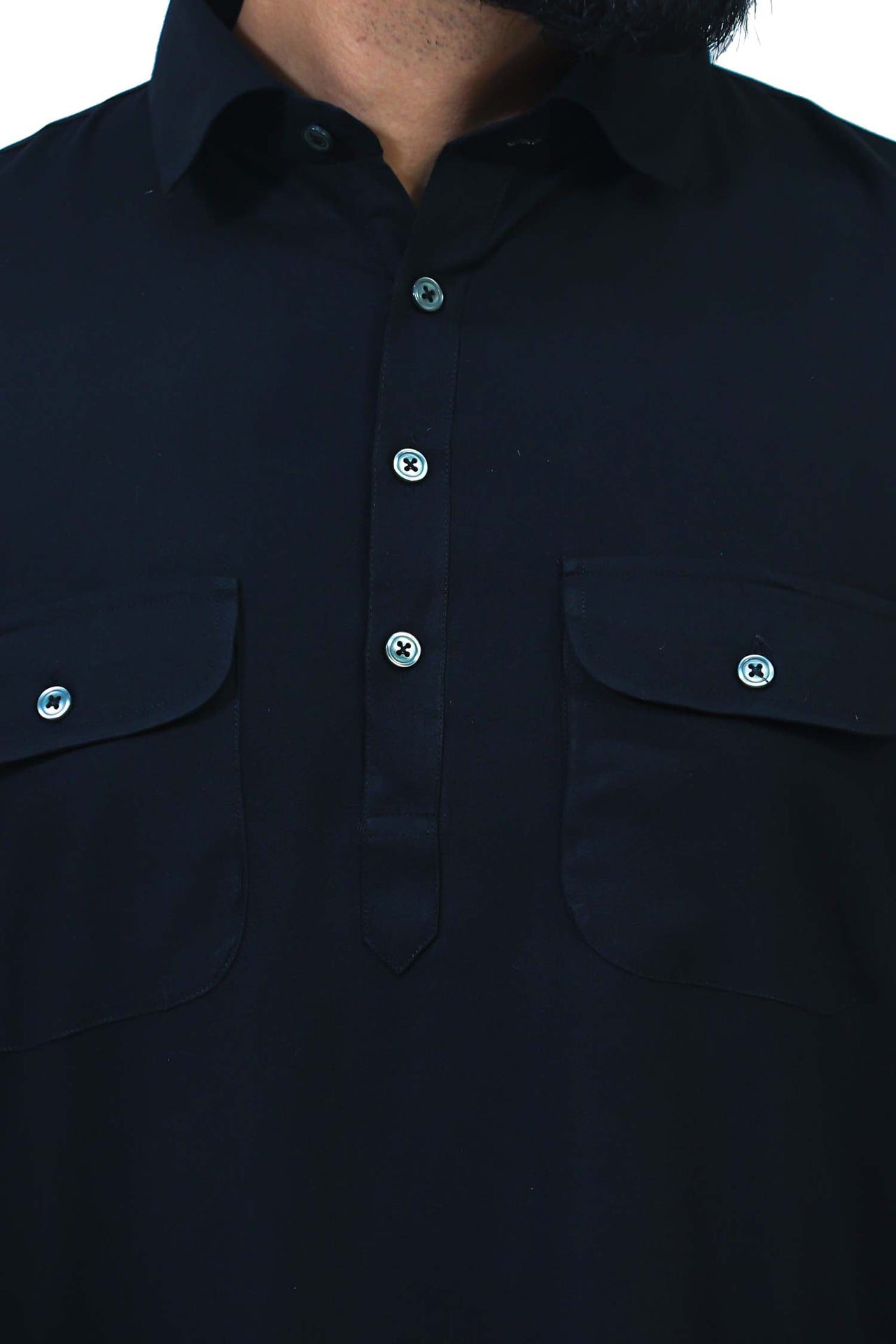 Bluesaanchi Men's Black Satin Pathani Kurta Set