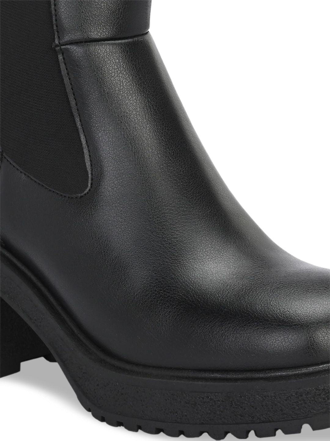 Delize Women Square Toe Mid Top Leather Platform Heel Regular Boots