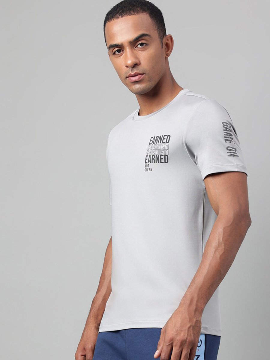 Alcis Typography Printed Anti-Static Dry Tech Slim Fit Sports T-shirt - Distacart