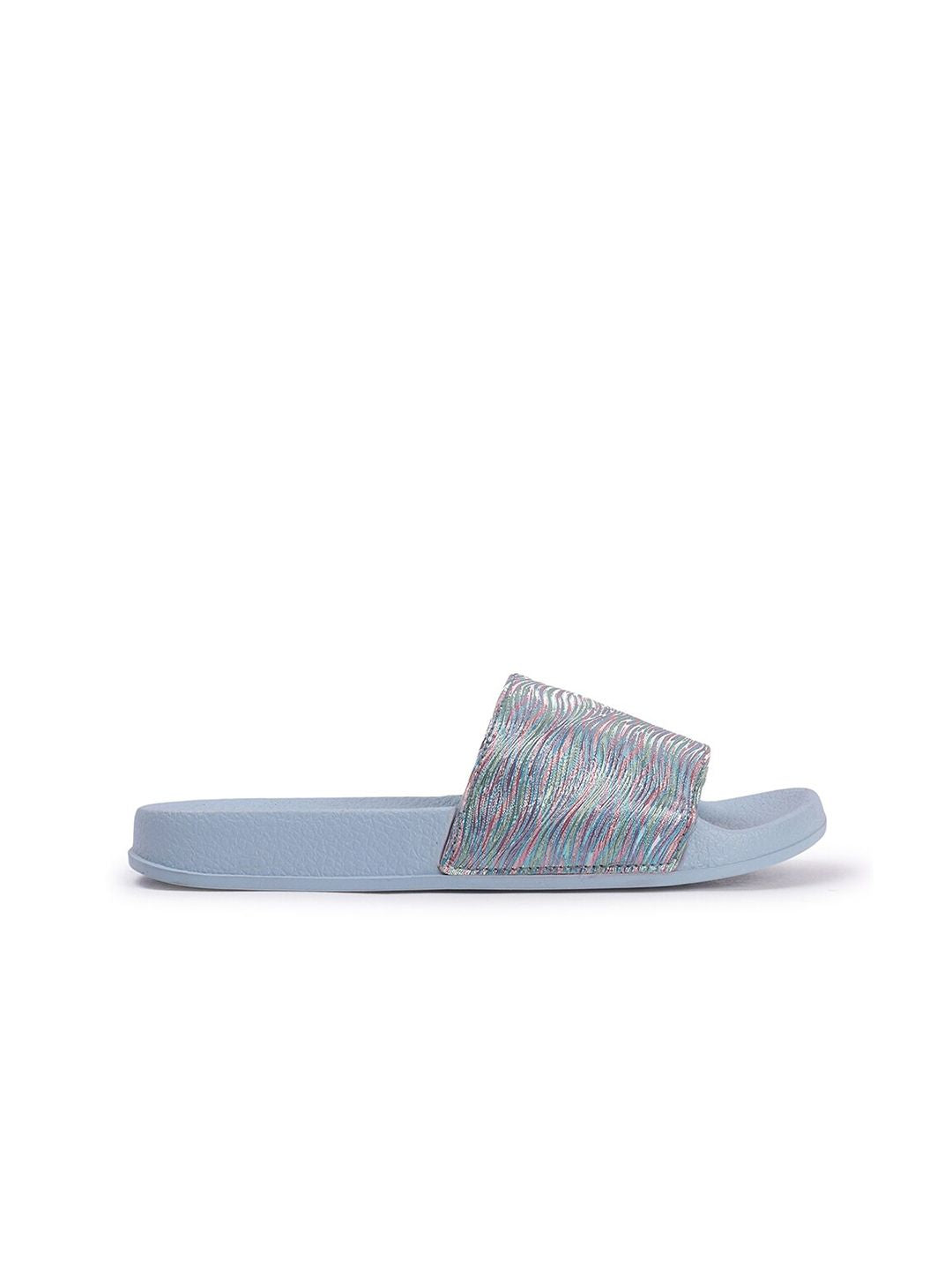 DressBerry Women Blue Striped Sliders