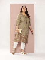 Thumbnail for Sztori Plus Size Ethnic Motifs Tie-Up Neck Kurta - Distacart