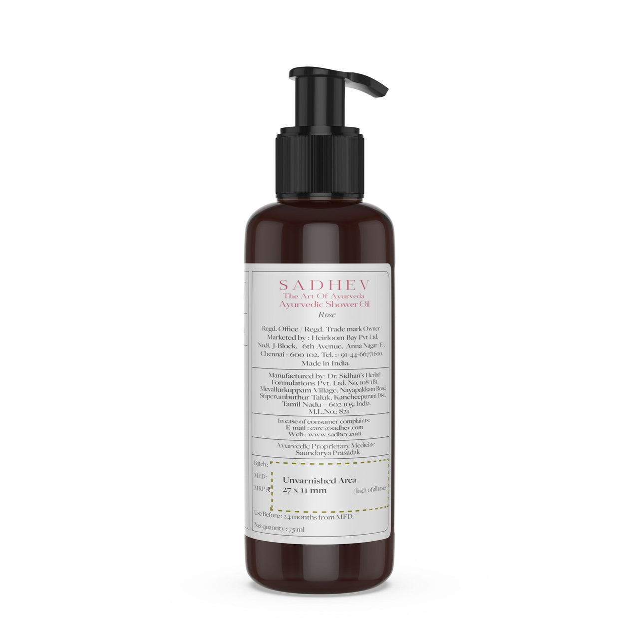 Sadhev Ayurvedic Rose Shower Oil - Distacart
