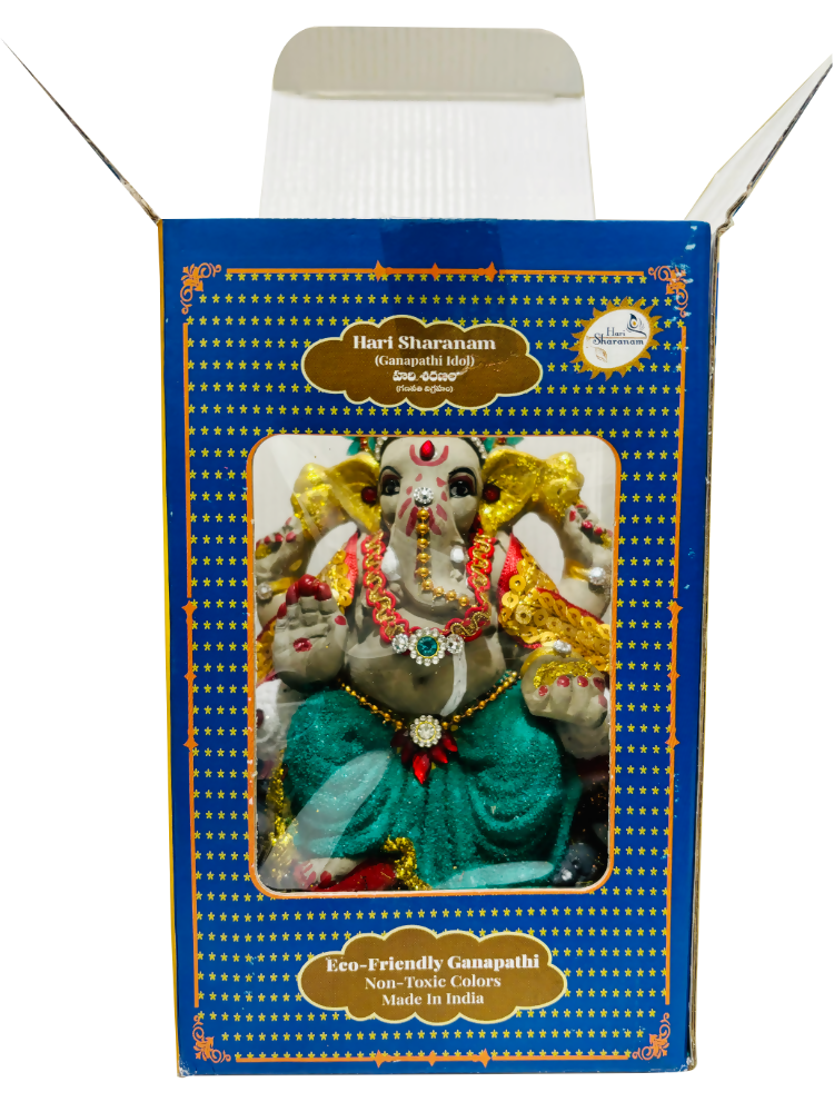Eco-Friendly Ganesh Idol Small (Non-Toxic Colors) With Kumkum & Akshat - Limited Time Offer - Distacart