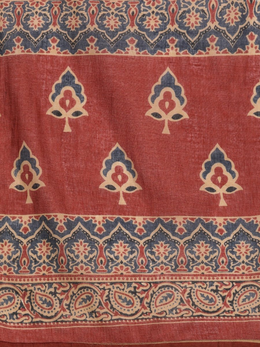 Anubhutee Women Rust Red Ethnic Motifs Printed Pure Cotton Kurta with Trousers & Dupatta - Distacart