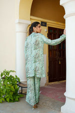 Thumbnail for Vaasva Women Sky Blue Muslin Embroidered Shirt & Pant Set - Distacart