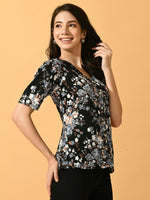 Thumbnail for Myshka Women's Black Printed Party Top - Distacart