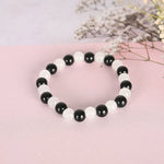 Thumbnail for NVR Men & Women White Marble Crystal Beaded Elasticated Bracelet - Distacart