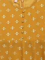 Thumbnail for Ahalyaa Mustard Georgette Flared Kids Kurta Palazzo Set For Girls - Distacart