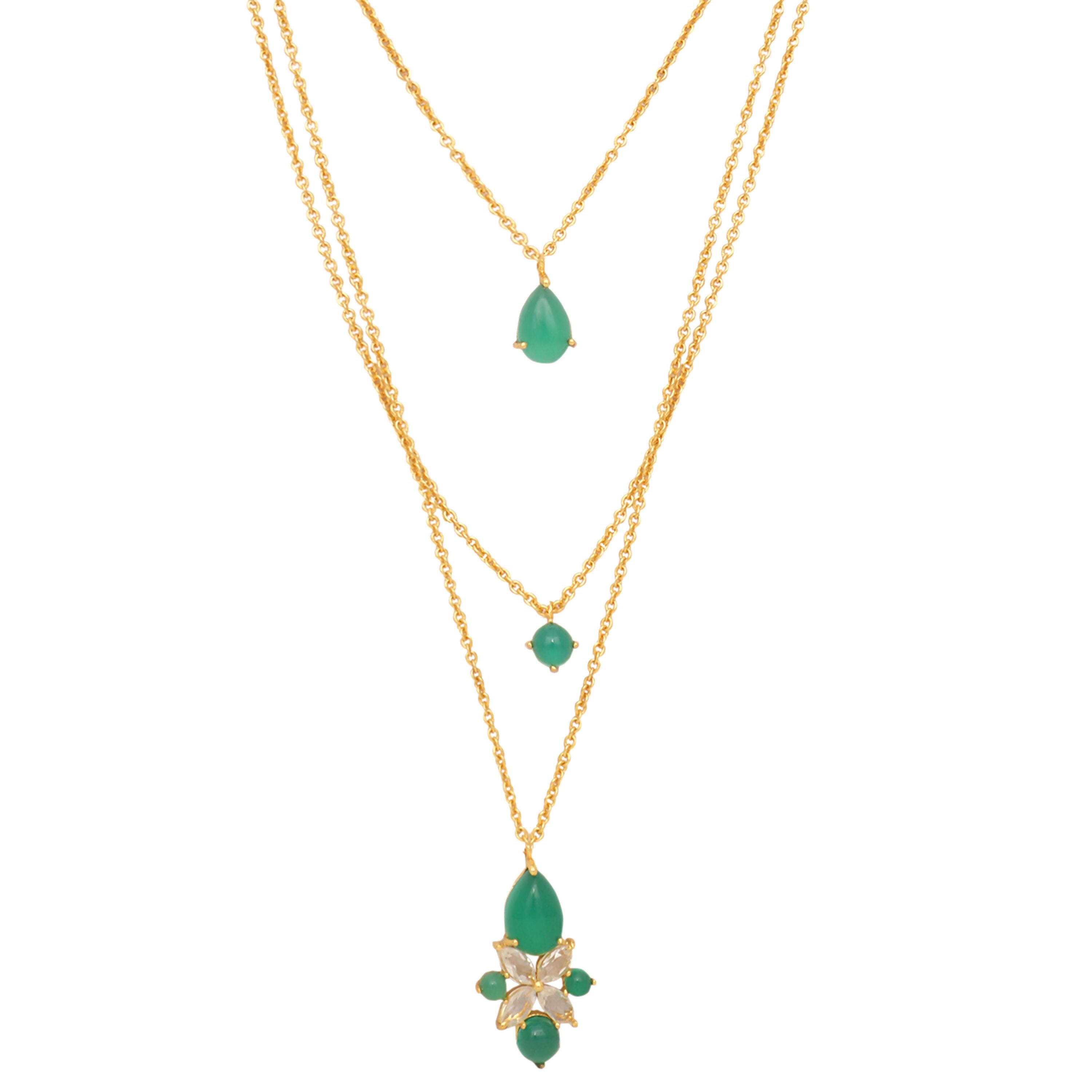 Nuyug 18k Trio Pendant Gold Anti Tarnish Necklace