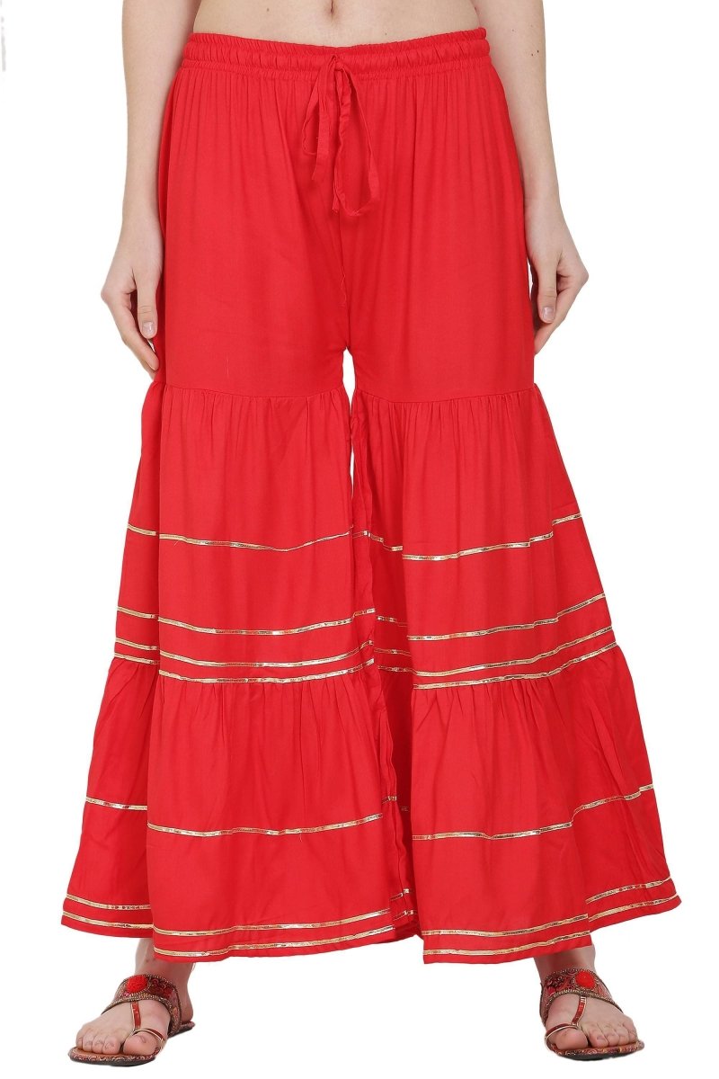 Asmaani Red Color Golden Gota Patti Gharara