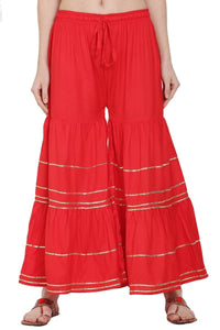Thumbnail for Asmaani Red Color Golden Gota Patti Gharara