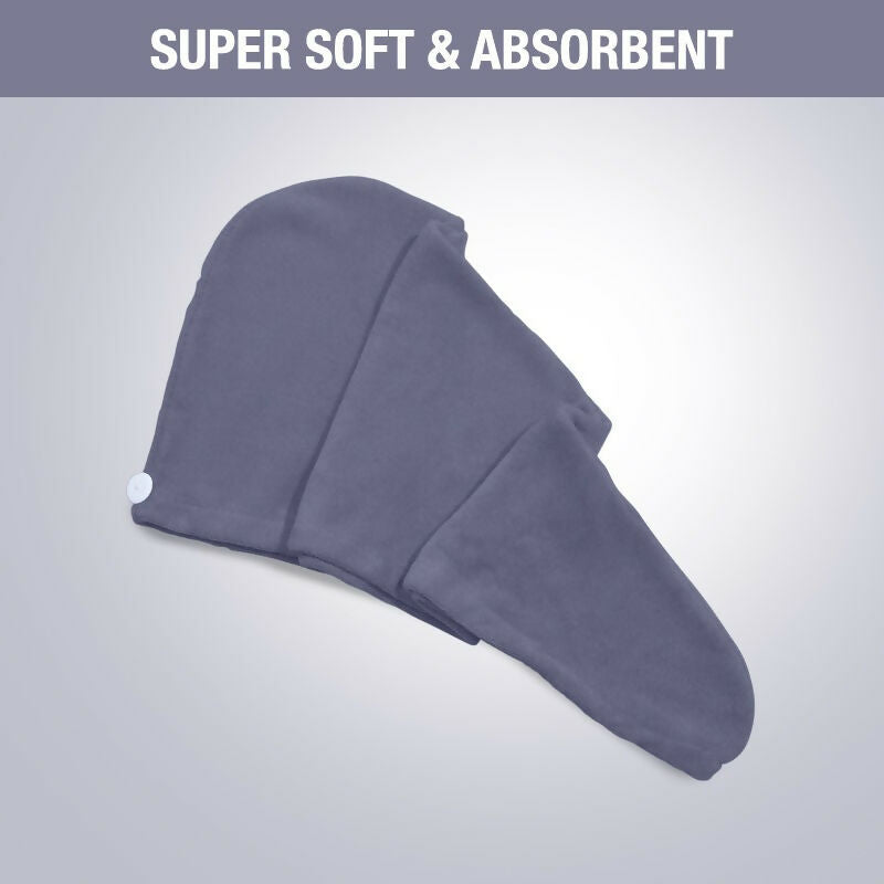 Nykaa Naturals Microfiber Hair Wrap for Frizz Free & Shiny Hair - Grey - Distacart