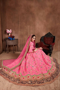Thumbnail for Aastha Fashion Women's Elegant Pink Designer Embroidered Bridal Wear Lehenga Choli - Distacart
