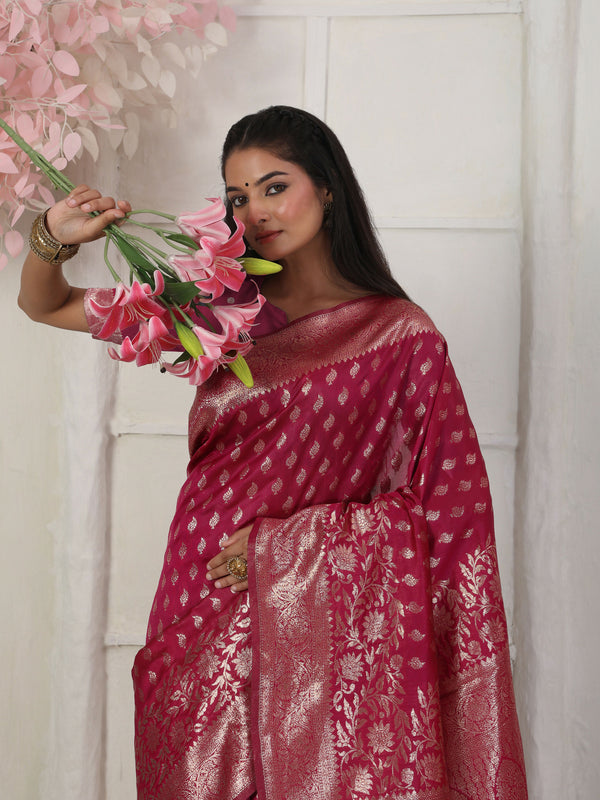 Astita Lichi Silk Wine Saree