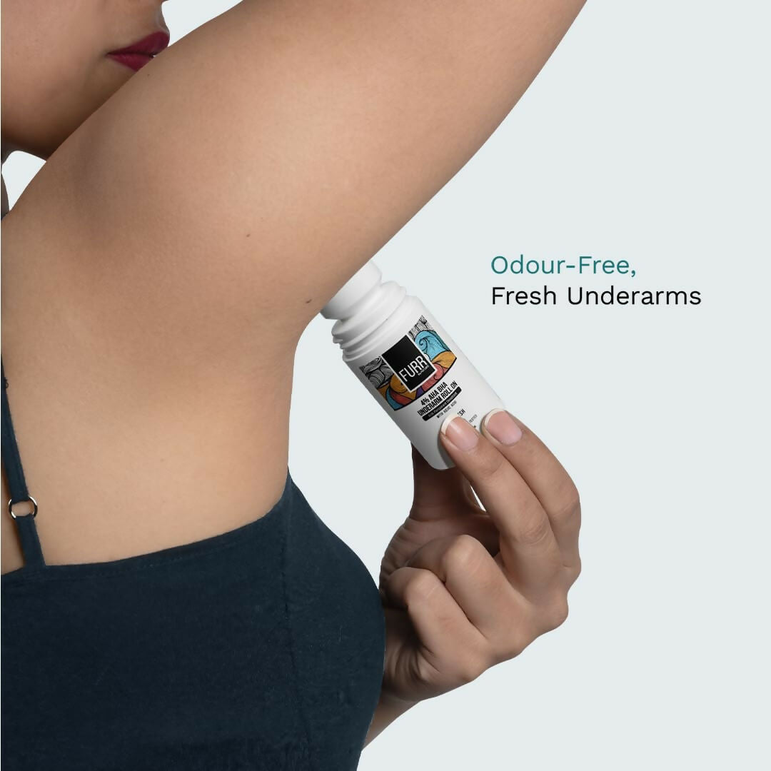 FURR 4% AHA BHA Underarm Roll On with Kojic Acid Helps Reduce Pigmentation, Prevents Body Odour & Brightens Skin - Distacart