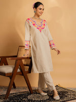 Thumbnail for HOUSE OF KARI Floral Embroidered Chikankari Kurta With Palazzo - Distacart