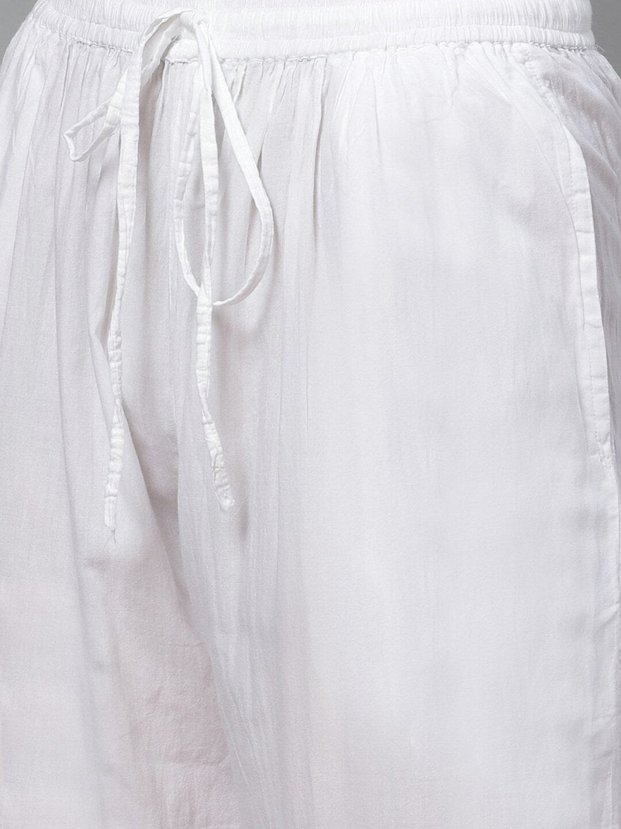 ADA Women White Chikankari Embroidered Sustainable Kurta with Palazzos - Distacart